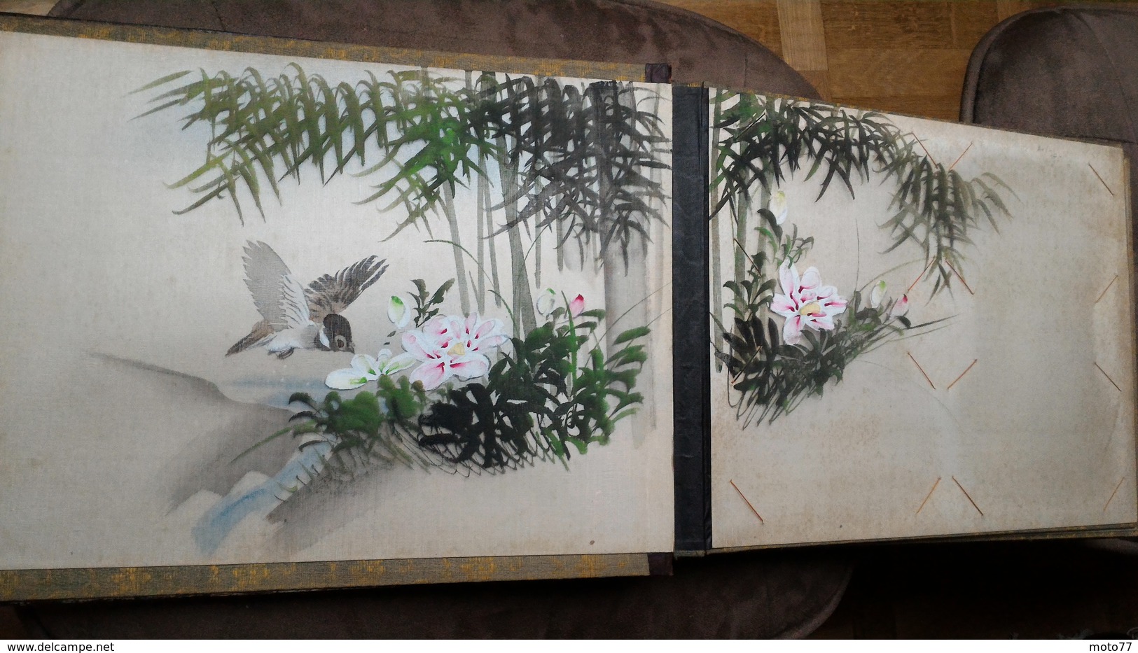 ALBUM CPA Bois Laque De Chine - Gouache Japon Dessin Peinture Main - 1900 - VIDE - Non-classés