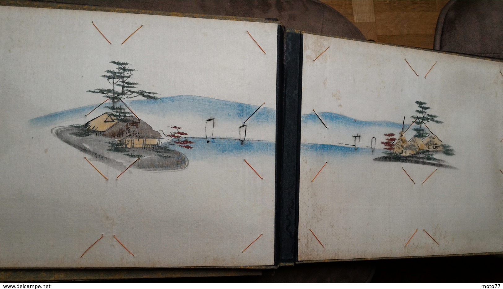 ALBUM CPA Bois Laque De Chine - Gouache Japon Dessin Peinture Main - 1900 - VIDE - Non-classés