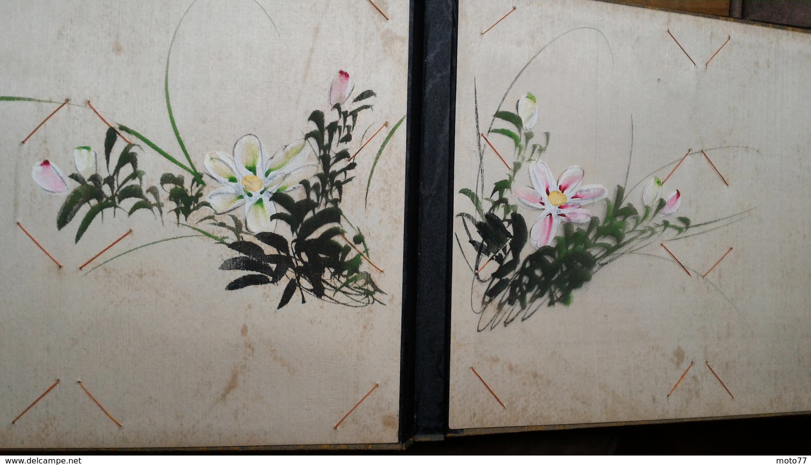 ALBUM CPA Bois Laque De Chine - Gouache Japon Dessin Peinture Main - 1900 - VIDE - Non-classés