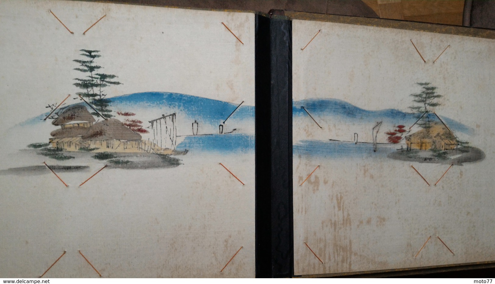 ALBUM CPA Bois Laque de Chine - Gouache Japon Dessin Peinture main - 1900 - VIDE