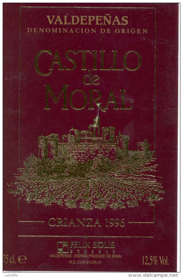 600 - Valdepeñas - 1996 - Felix Solis - Castillo De Moral - España - Rode Wijn