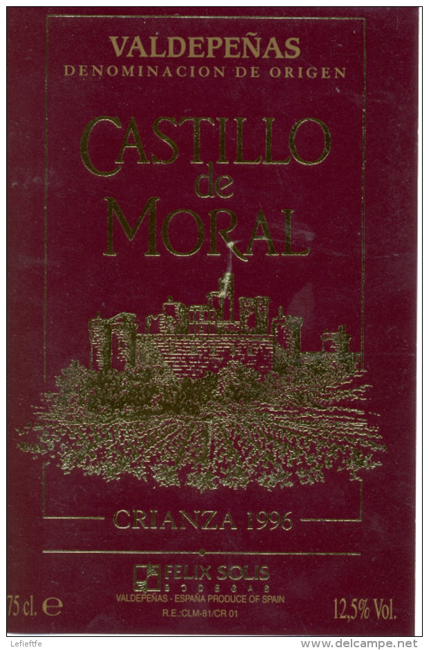 600 - Valdepeñas - 1996 - Felix Solis - Castillo De Moral - España - Rotwein