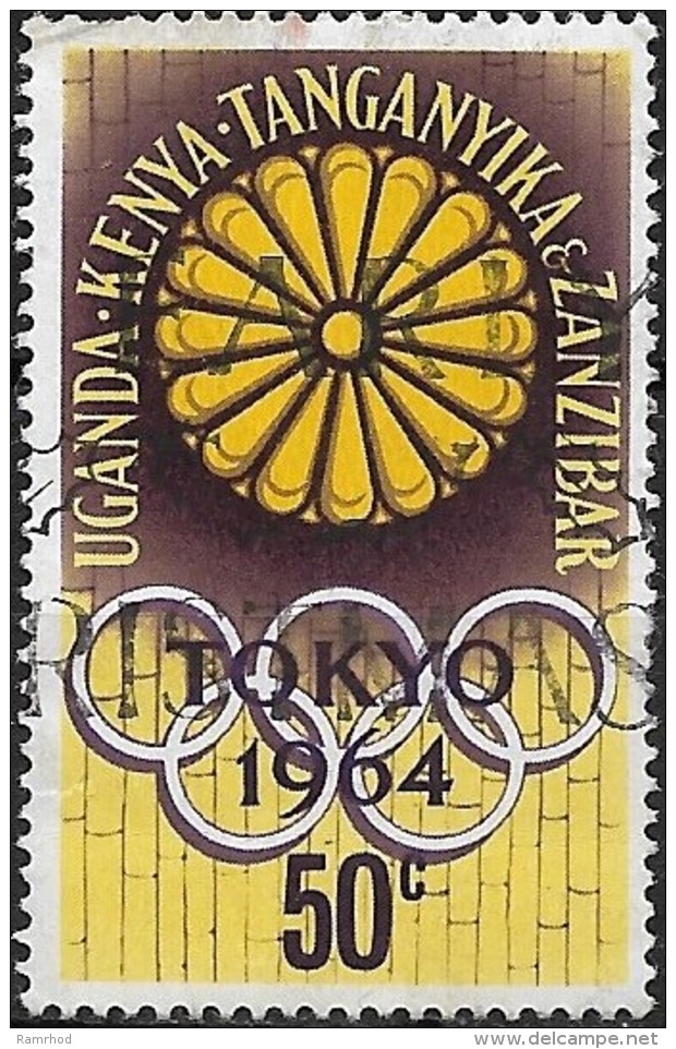 KUT 1964 Olympic Games, Tokyo - 50c Chrysanthemum Emblem  FU PAPER ATTACHED - Kenya, Uganda & Tanganyika