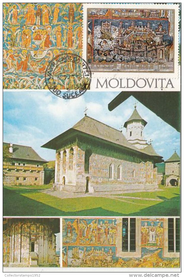 48498- MOLDOVITA MONASTERY, DETAIL, MURAL, ARCHITECTURE, MAXIMUM CARD, 1971, ROMANIA - Klöster