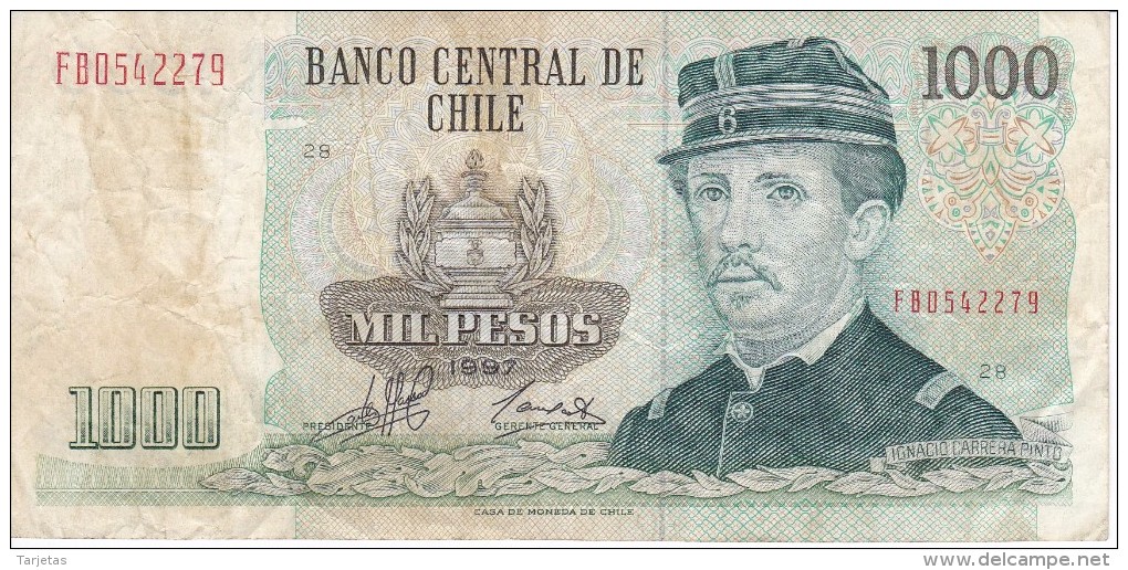 BILLETE DE CHILE DE 1000 PESOS DEL AÑO 1997  (BANK NOTE) - Chili