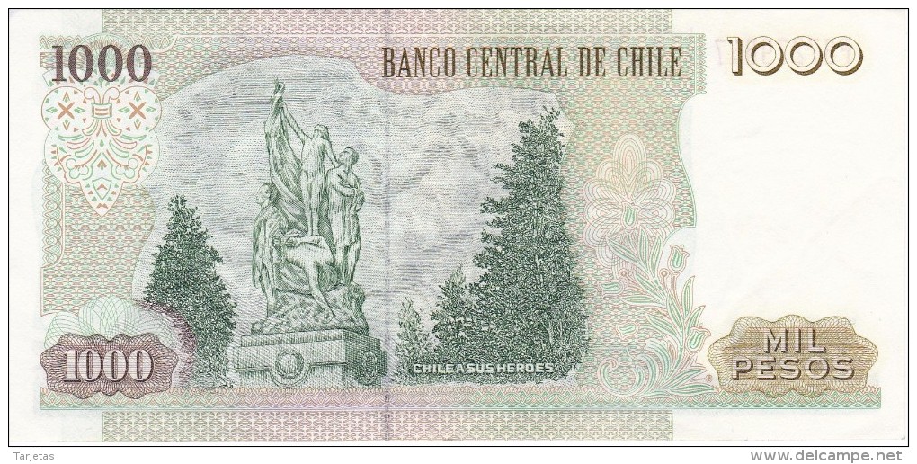 BILLETE DE CHILE DE 1000 PESOS DEL AÑO 2002 (BANK NOTE) - Chile