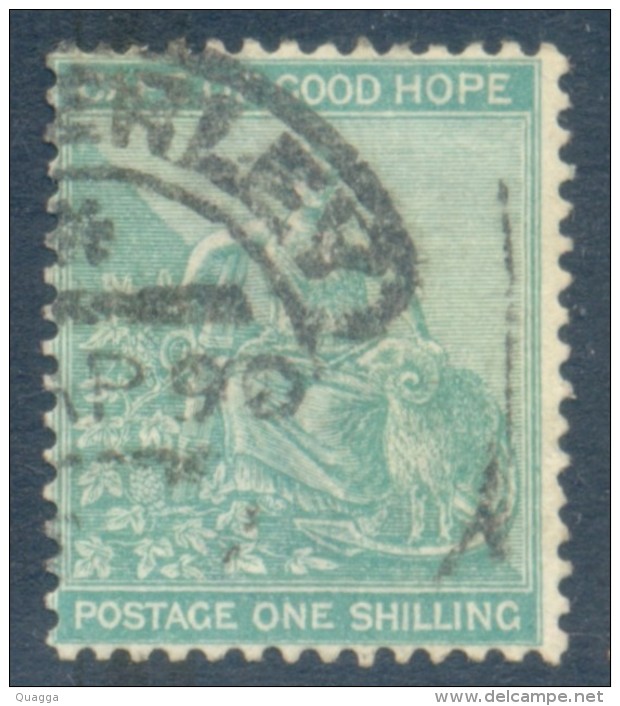 Cape Of Good Hope 1884. 1s Blue-green (p14 - Anchor). SACC 48a, SG 53a. - Kap Der Guten Hoffnung (1853-1904)