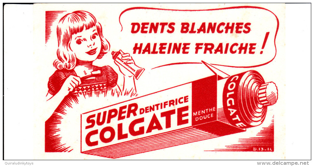 BUVARD SUPER DENTIFRICE COLGATE 17X10.5 BON ETAT VOIR SCAN - D