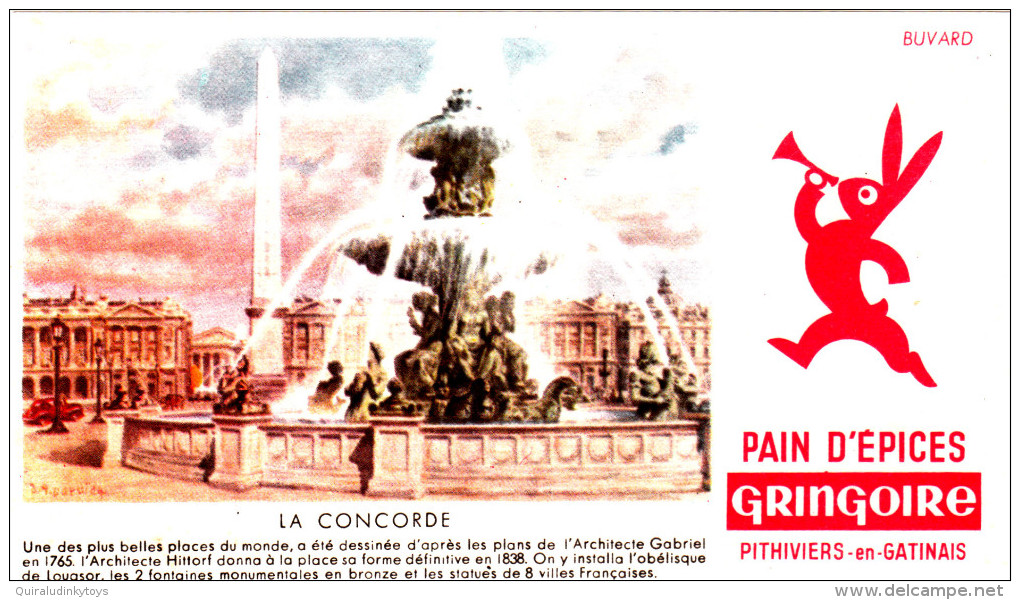 BUVARD PAIN D'EPICES GRINGOIRE "LA CONCORDE" 16X9 BON ETAT VOIR SCAN - Pain D'épices