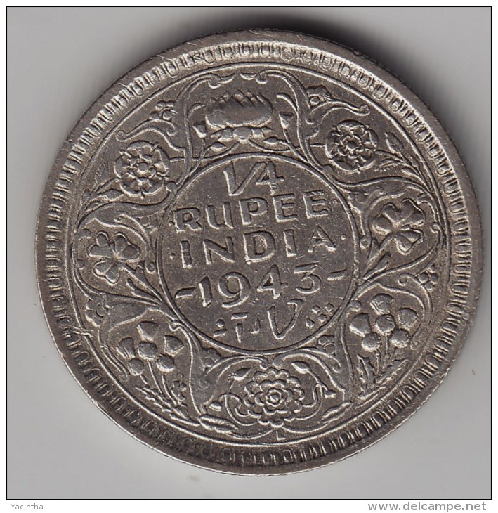 @Y@    Brittisch India   1/4  Rupee  1943   Argent  (3047) - Inde