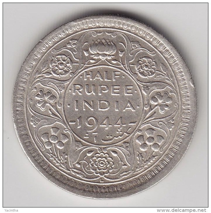 @Y@    Brittisch India   1/2  Rupee  1944   Argent  (3050) - Inde