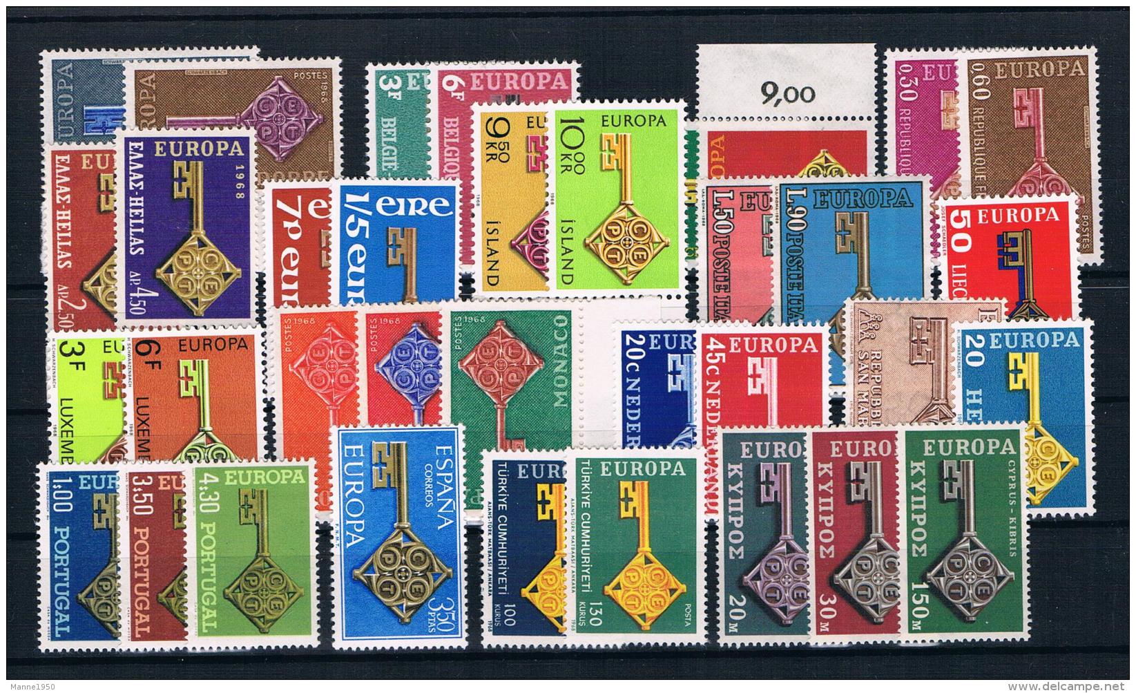 Europa/Cept 1968 Kreuzbartschlüssel Kpl. Jahrgang ** - Años Completos