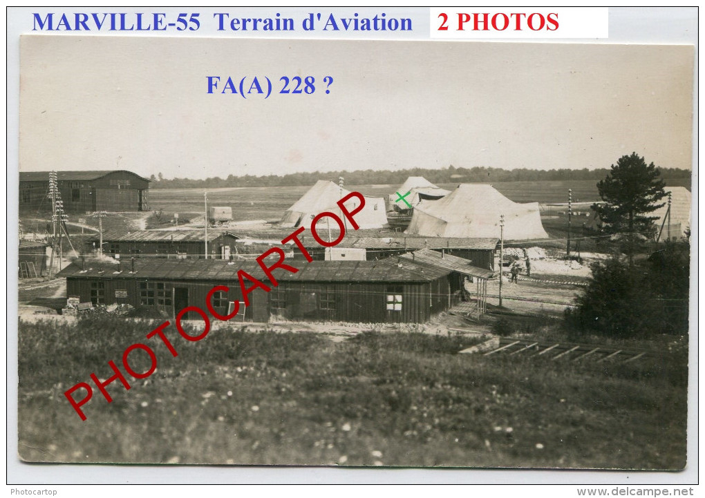 Terrain D'AVIATION-MARVILLE-FLUGPLATZ-FA(A)228-?-Avions-2x PHOTOS Allemandes-Guerre 14-18-1 WK-FRANCE-55- - Autres & Non Classés
