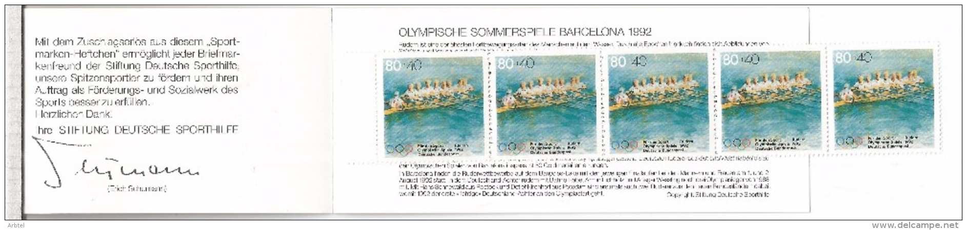 ALEMANIA BOOKLET DEPORTE REMO JUEGOS OLIMPICOS DE BARCELONA 1992 - Rowing