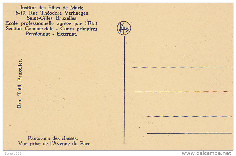 Saint-Gilles - Institut Des Filles De Marie, Panorama Des Classes, Vue Prise De L'Avenue Du Parc (animée) - Enseignement, Ecoles Et Universités