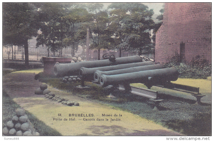 Bruxelles - Musée De La Porte De Hal, Canons Dans Le Jardin (colorisée, 1922, Lagaert, Flamme) - Musei