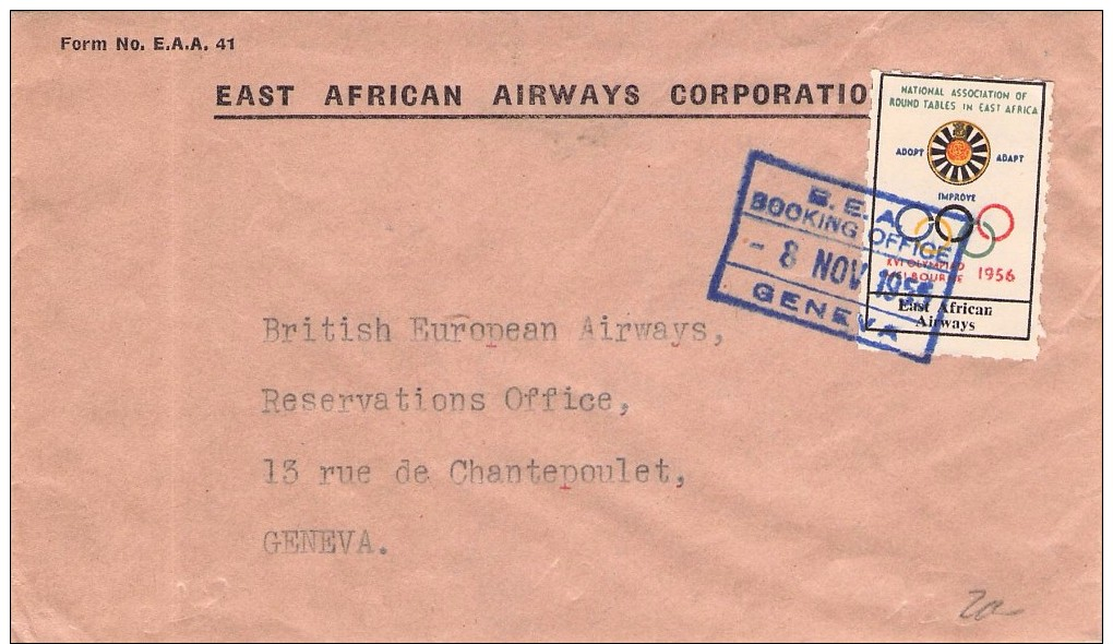 EAST AFRICAN AIRWAYS - INTERESTING COVER GENEVE 1955 - Africa (Other)