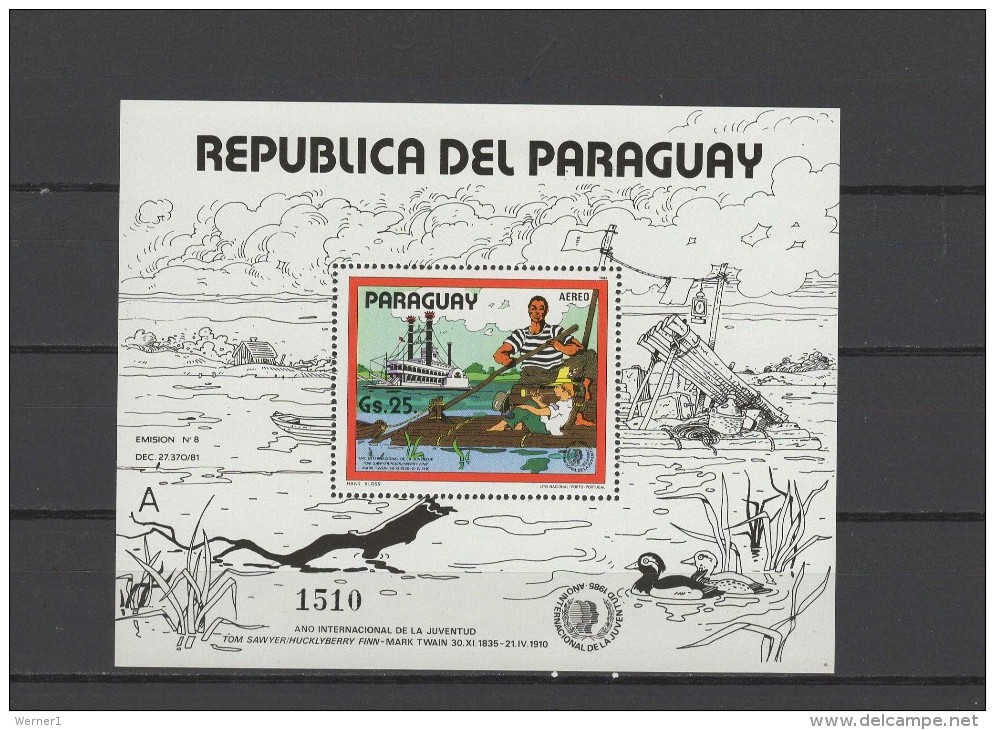 Paraguay 1985 International Youth Year, Tom Sawyer S/s MNH - Other & Unclassified