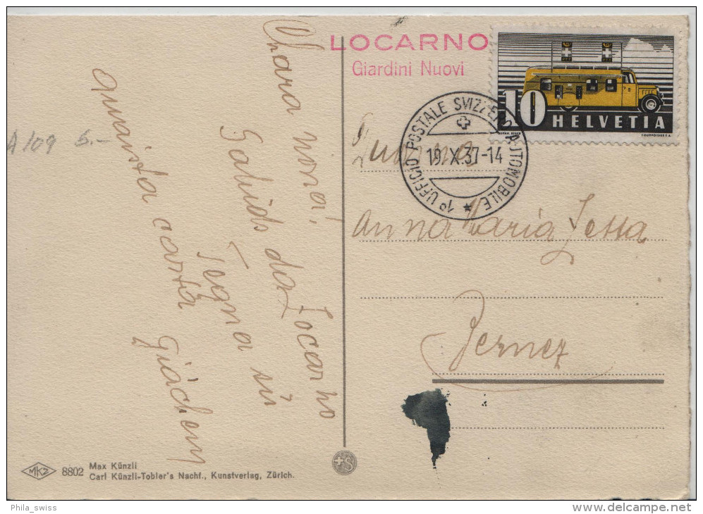 Locarno - Am See - Künsterkarte Von Paul Kutscha - Sonderstempel Locarno Giardini Nuovi - Carl Künzli-Tobler No. 8802 - Locarno