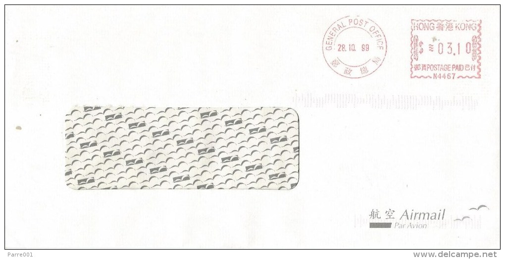 Hong Kong 1999 GPO Neopost “Electronic” N4467 Meter Franking Cover - Brieven En Documenten