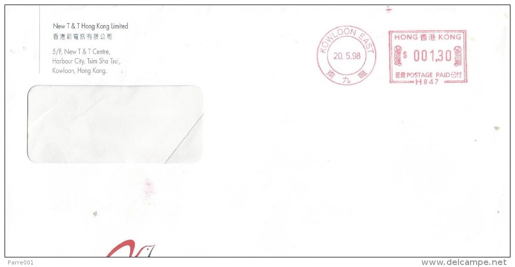 Hong Kong 1998 Kowloon East Hasler “Mailmaster” H847 Meter Franking Cover - Covers & Documents