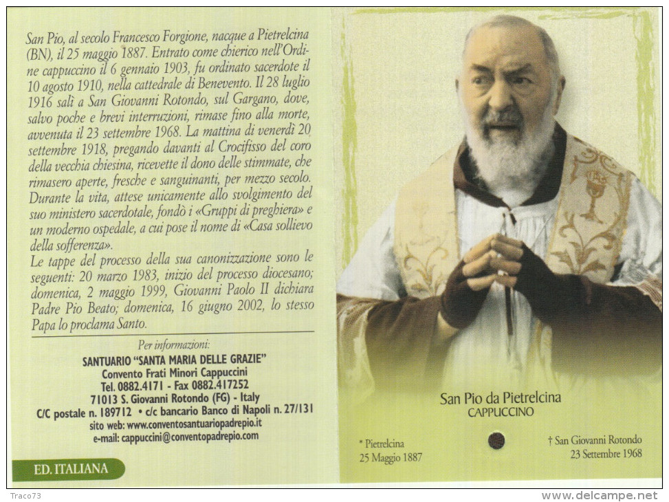 RELIQUIA /  SAN PIO DA PIETRALCINA _ EX INDUMENTIS - Religion & Esotericism