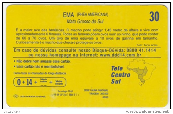 BRASIL B-813 Magnetic Telems - Animal, Bird, Emu - Used - Brésil