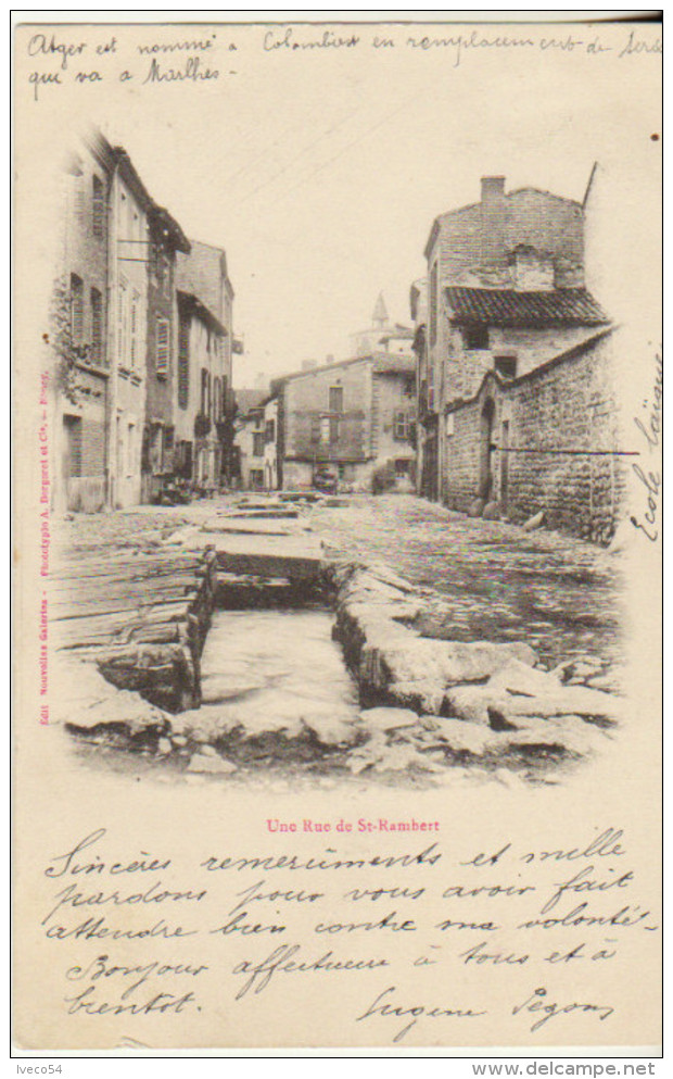 Saint Rambert Sur Loire   St Just - " Une Rue - Ecole Laique " Carte 1900 ( Vers Burdignes ) - Saint Just Saint Rambert