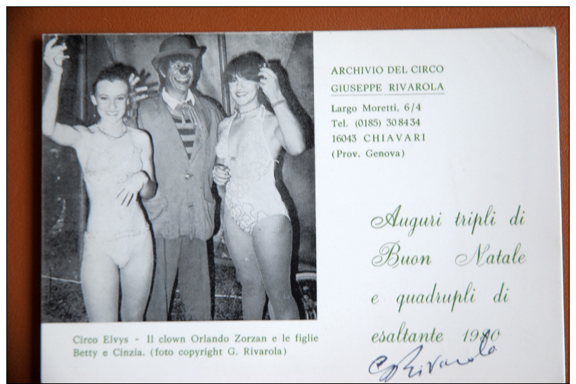 CPA CARTE POSTALE SIGNE GIUSEPPE RIVAROLA ARCHIVIO DEL CIRCO CIRQUE CIRCUS 1979 - Cirque