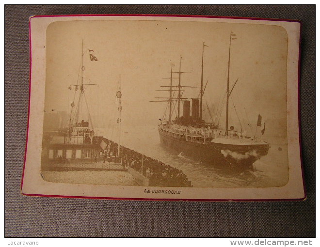 Photo Photographie Ancienne Paquebot La Bourgogne Compagnie Generale Transatlantique - Boats