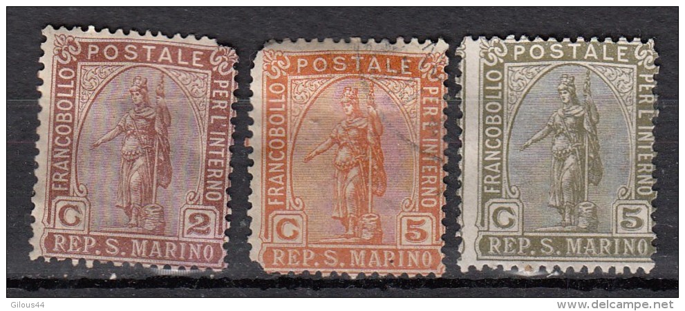 Statue De La Liberté à San Marin  3 Valeurs - Used Stamps