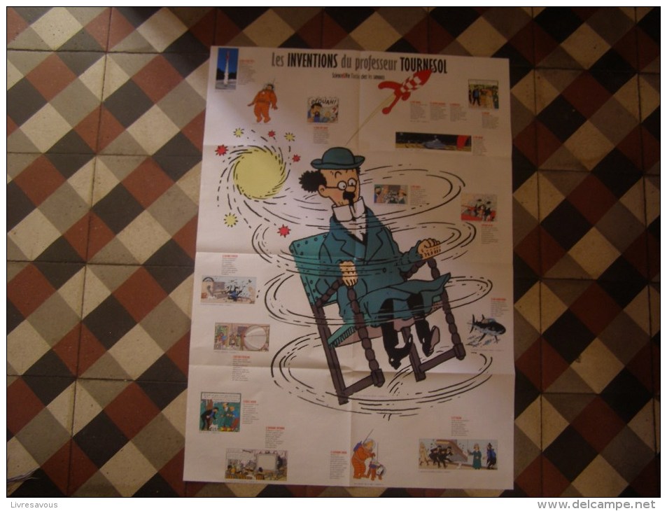 Tintin Hergé Poster De Hauteur 56 Cm Largeur 78 Cm De Science Et Vie 2002 Les Voitures Légendaires De Tintin - Hergé