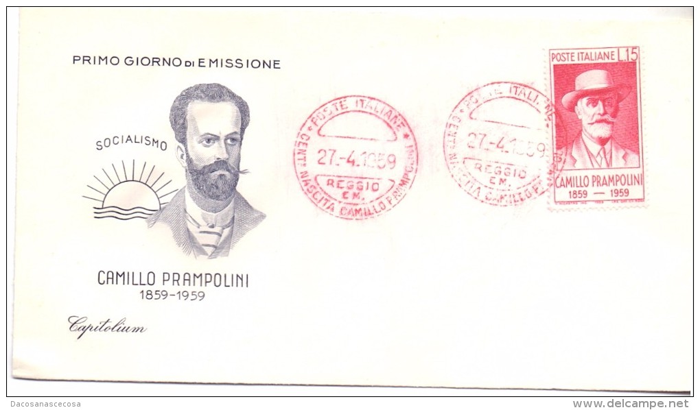 FDC - CAPITOLIUM - ITALIA -  CENTENARIO DELLA NASCITA DI CAMILLO PRAMPOLINI - ANNO 1959- AMR - FDC