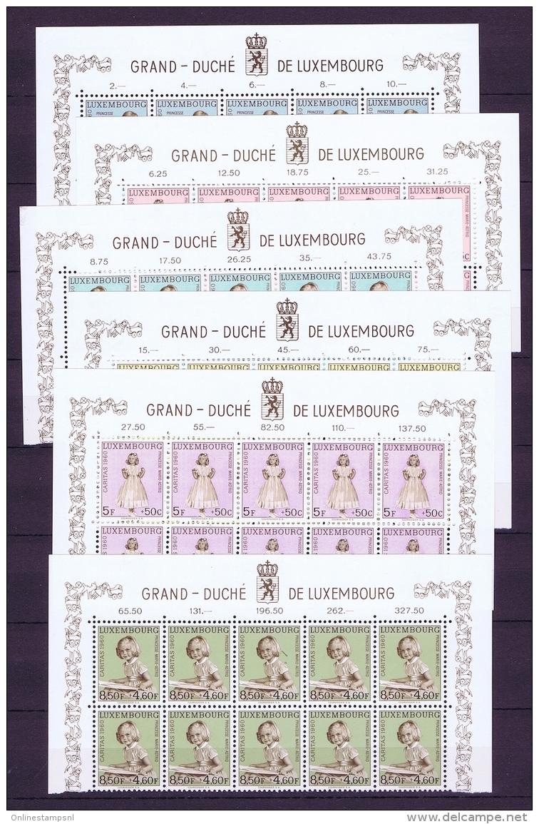 Luxembourg Mi Nr 631 - 636 In Bogenranden Of 10 Pieces Each MNH/**/postfrisch/neuf Sans Charniere - Ungebraucht