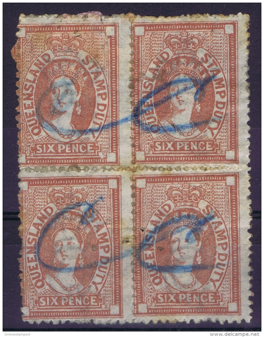 Queensland: F17 Used 4-block  Fold - Used Stamps