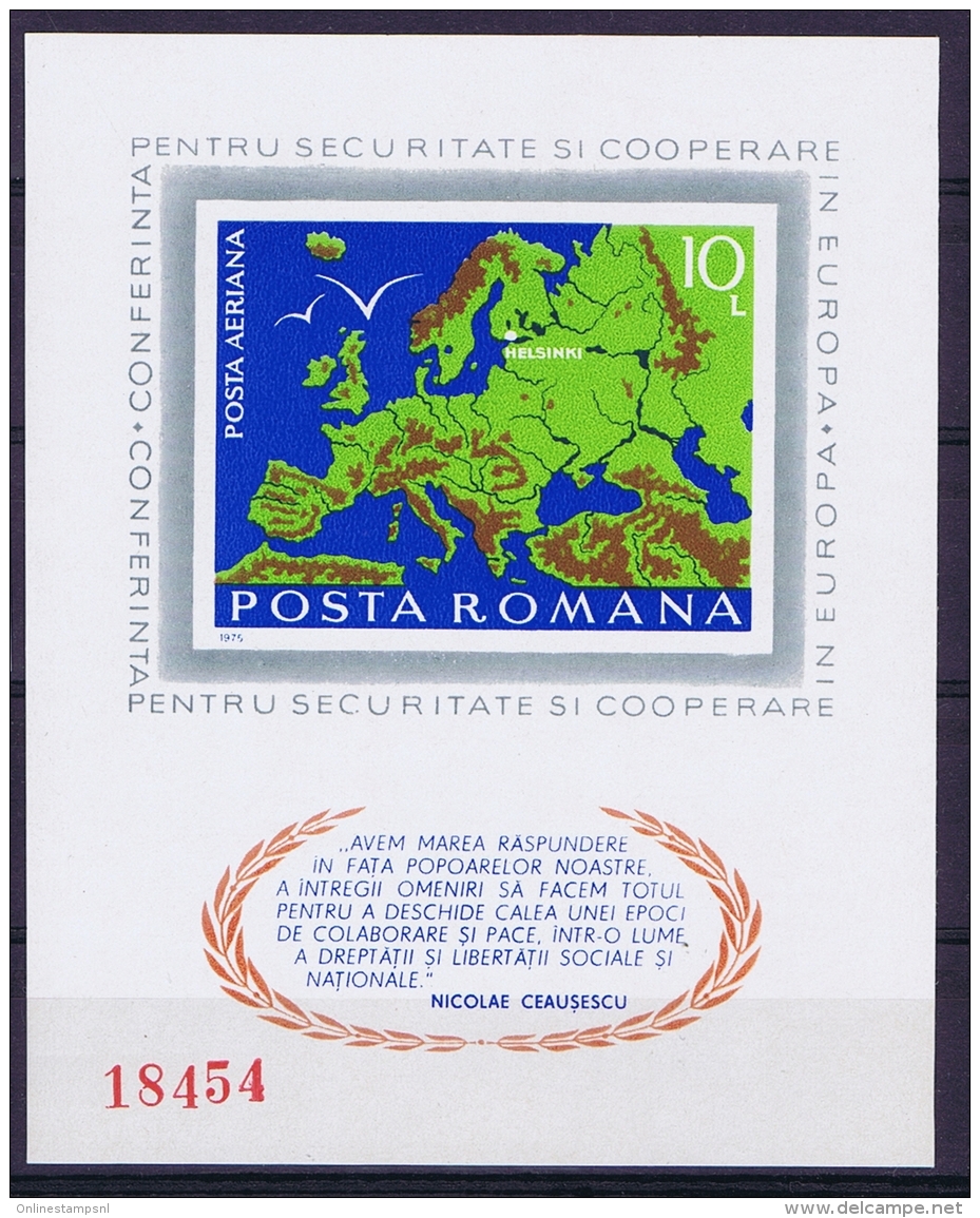 Romania: Block Nr 125  MNH/**/postfrisch/neuf Sans Charniere   1975 - Blocks & Sheetlets