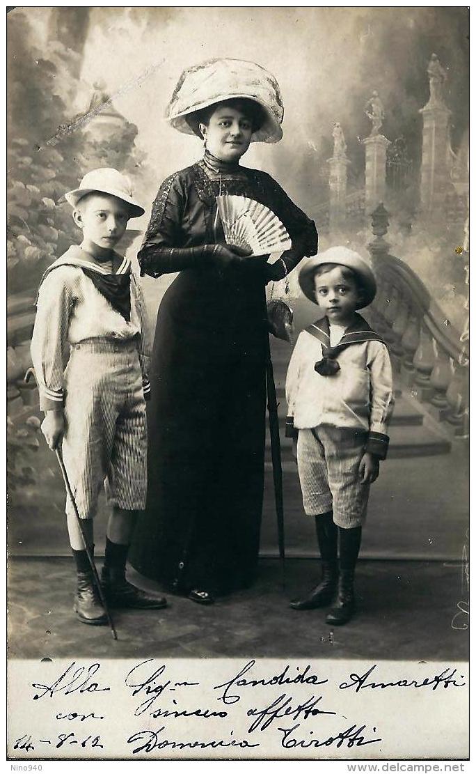 SIGNORA CON I SUOI BIMBI - MODA - Mm. 85 X138 - FOTOCARTOLINA: ANNO 1912 - Andere & Zonder Classificatie