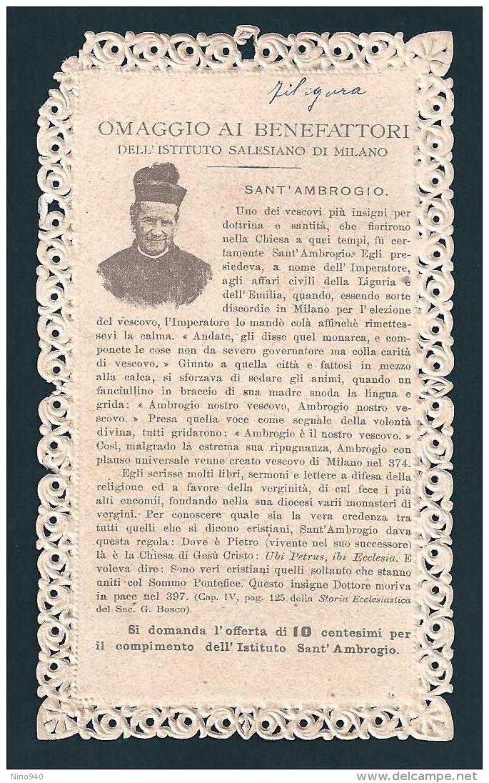 S. AMBROGIO - PATRONO IST. SALESIANO DI MILANO - Mm. 75 X 125 - MERLETTATO - E - Religione & Esoterismo