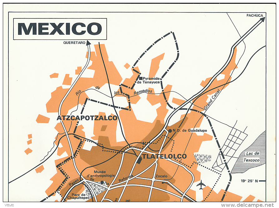 Carte, Les Grandes Agglomérations Du Monde (1971) : "MEXICO, MEXIQUE" (30 Cm X 48 Cm) TBE - Geographical Maps