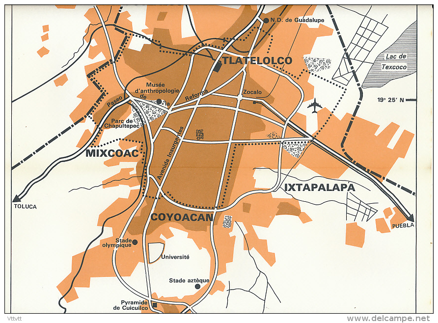 Carte, Les Grandes Agglomérations Du Monde (1971) : "MEXICO, MEXIQUE" (30 Cm X 48 Cm) TBE - Geographical Maps