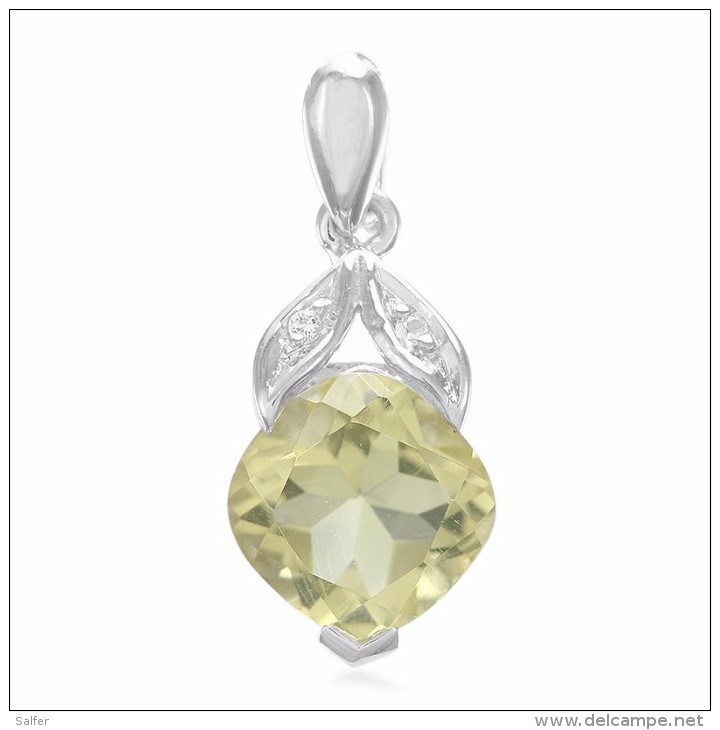 Pendente In Argento 925 Sterling Con Citrino Limone - Pendenti