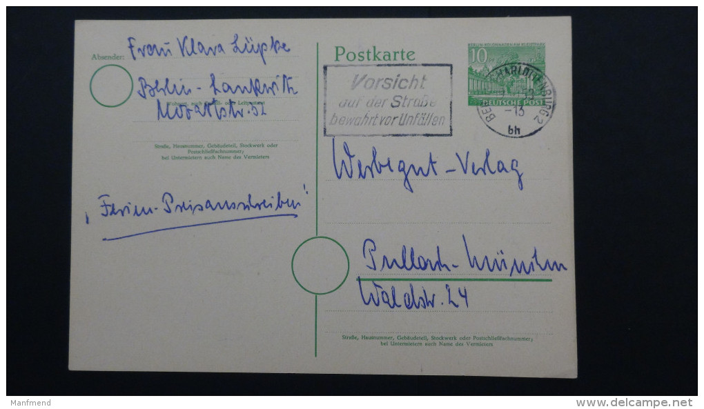 Germany - Berlin (West) - 1952 - Mi: P 13 I O - Look Scan - Postkaarten - Gebruikt