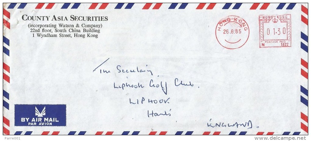 Hong Kong 1985 Neopost “205/2205” N1822 Meter Franking Cover - Brieven En Documenten