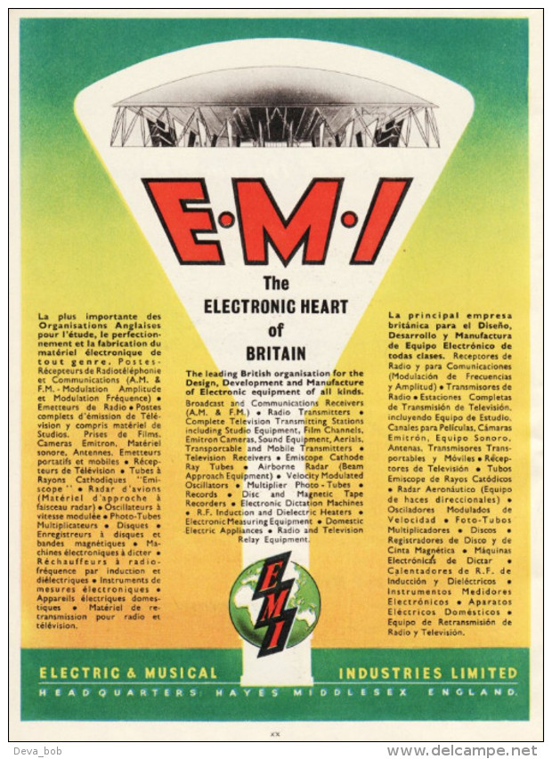 Vintage 1951 Advert EMI Electric & Musical Industries Electronic Heart Britain - Publicidad