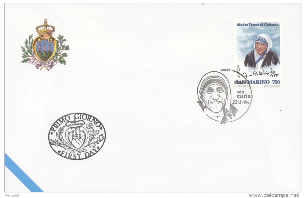 San Marino 1996: Madre Teresa Di Calcutta ** MNH & FDC & "Bonus" (senza Foto) - Mère Teresa