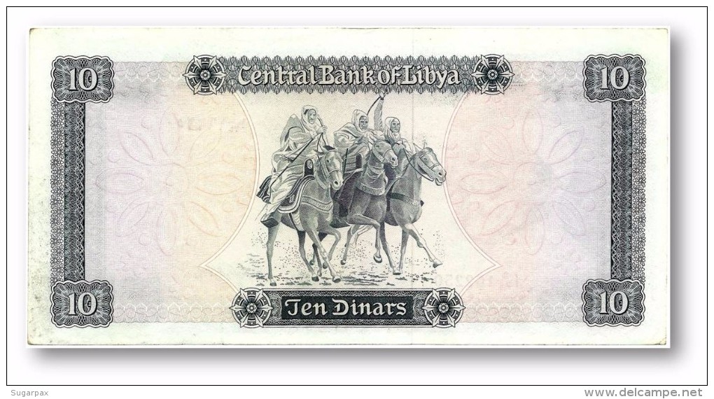 LIBYA - 10 Dinars - (1972 ) With Inscription - P 37.b - Sign. 1 - Serie I A/74 ( 192 X 95 ) Mm - 2 Scans - Libya