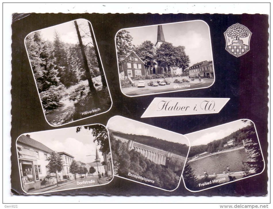 5884 HALVER, Dorfstrasse, Hälverbach, Ortsmitte, Freibad, Talsperre, 1961 - Halver