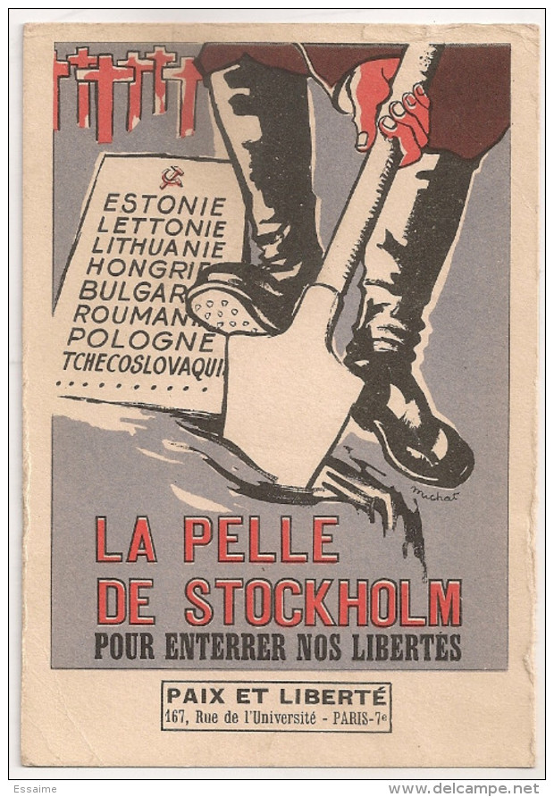 Carte Postale La Pelle De Stockholm Pour Enterrer Nos Libertés. Paix Et Liberté. Urss. 1945. Michatnon Circulée - Evènements