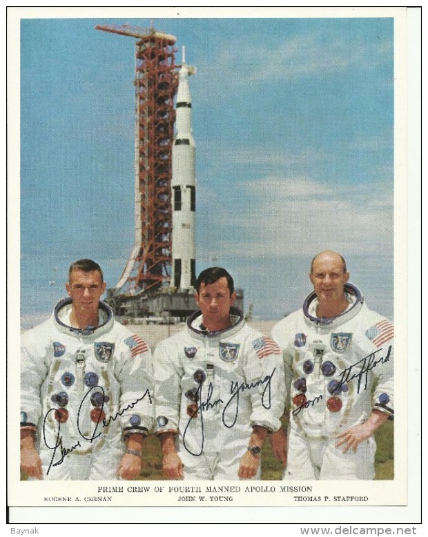 EUGENE A. CERNAN, J. YOUNG, T. STAFFORD  --  ASTRONAUT, SPACE FLIGHT TO MOON, APOLLO 10  --    PHOTO   25,5 Cm X 20,5 Cm - Aviation