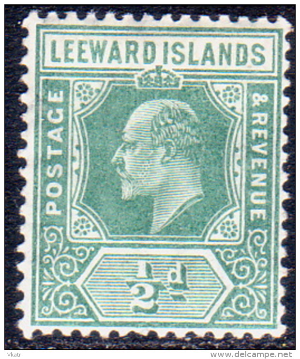 LEEWARD ISLANDS 1907 SG #37 ½d MH - Leeward  Islands